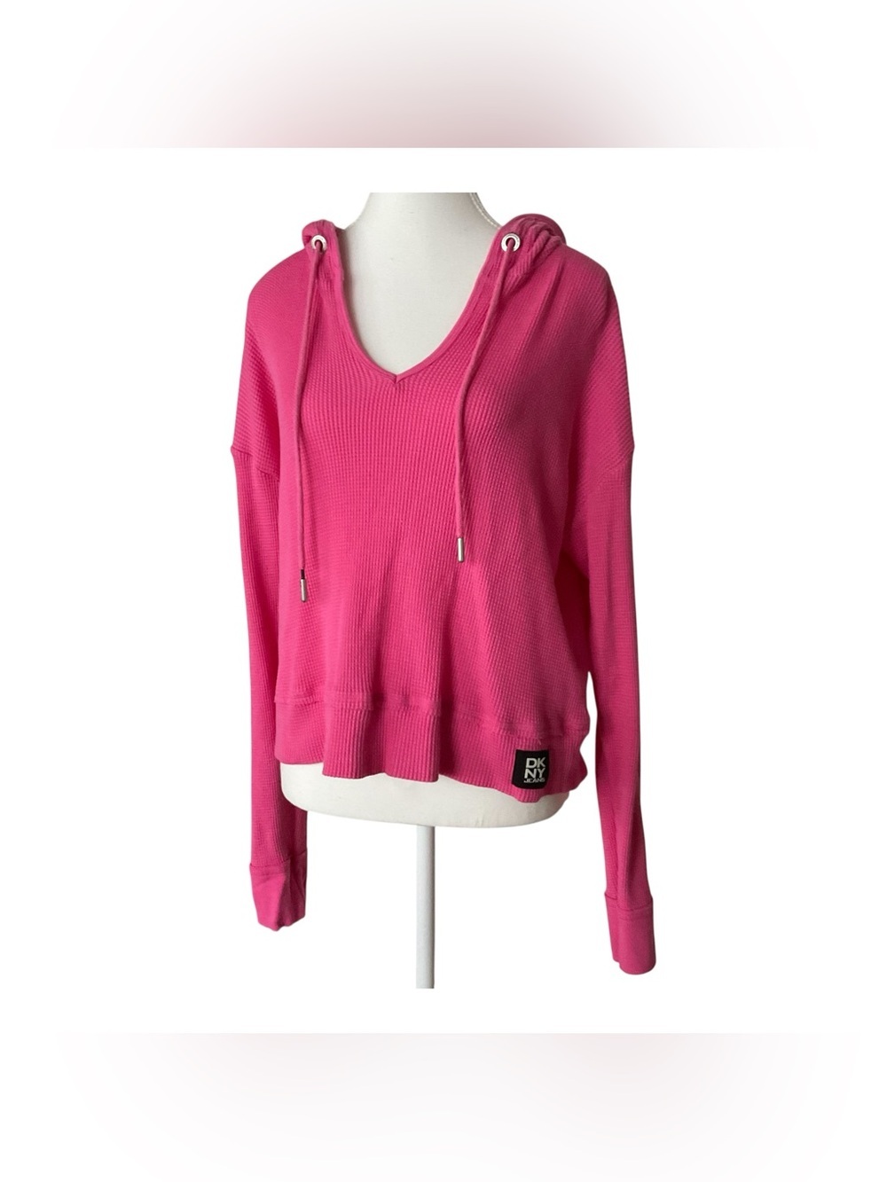 DKNY Jeans Hot Pink Thermal Knit Hoodie XL